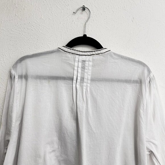 Catherines White Silver Sequin White Blouse Top Size 1X Button Front Long Sleeve - Picture 10 of 12